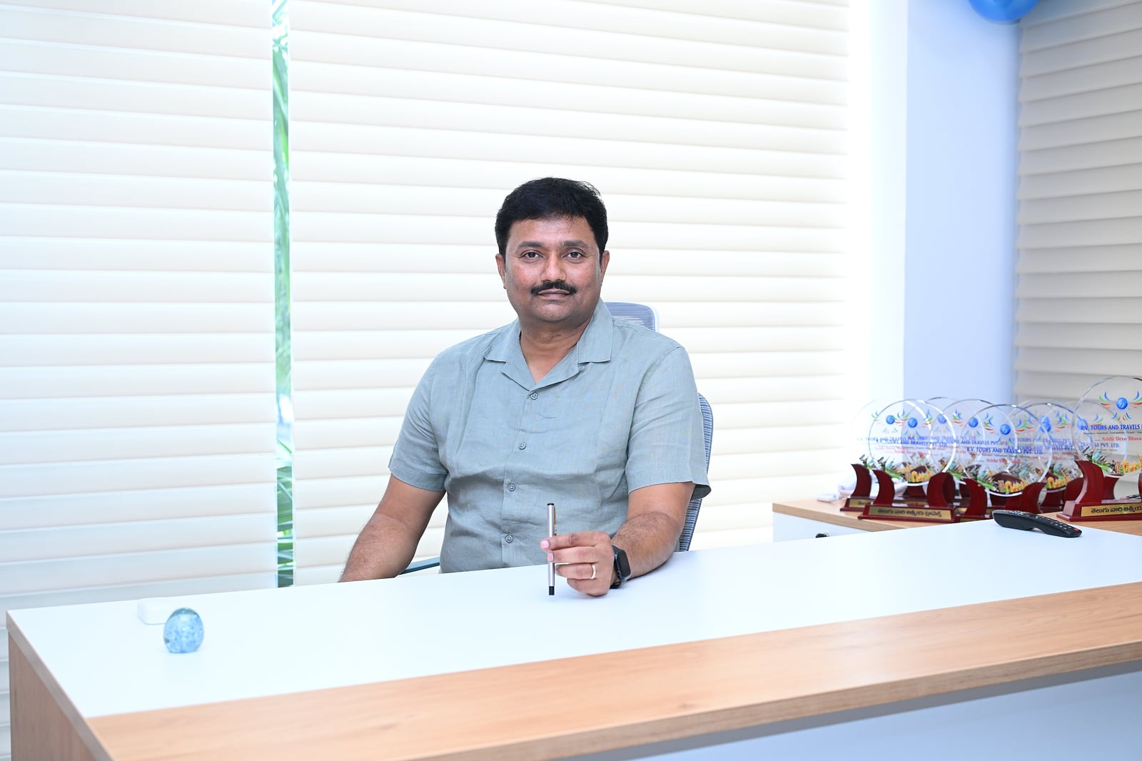 R.V. Ramana, Chairperson and Managing Director, at the R.V. Tours and Travels head office in Kukatpally, Hyderabad